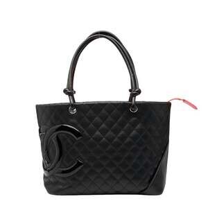 CHANEL Black Leather Tote Bag